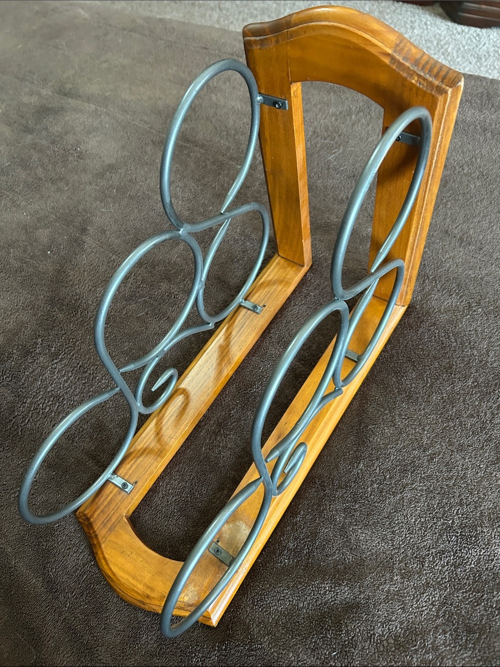 Wood and Metal Wine Rack - Brown Wood with Gray Metal Accents